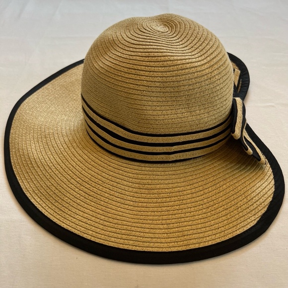 FILIPPO‎ CATARZI Made in Italy Wide Brim Decorative Bow Natural Straw Sun Hat - Picture 5 of 9